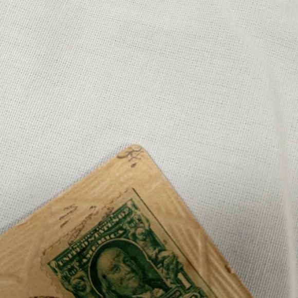 Antique VTG 1908 POSTCARD with BENJAMIN FRANKLIN 1 Cent Green Stamp 1902 - 1910 - Picture 16 of 16